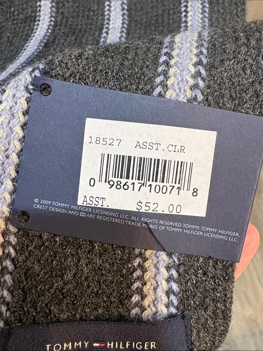 Tommy Hilfiger Gray Stripe Scarf
